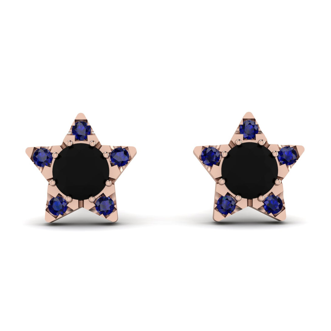 Star Halo Black Diamond Earrings - Zelda No. 68