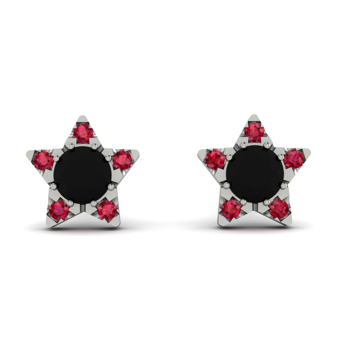 Star Halo Black Diamond Earrings - Zelda No. 54