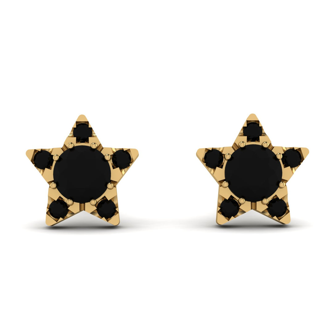 Star Halo Black Diamond Earrings - Zelda No. 37