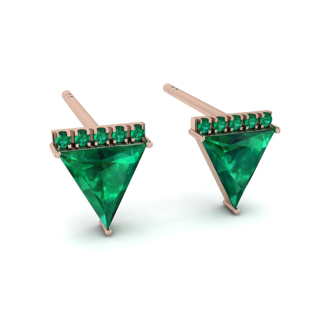 Triangle Emerald Earrings Stud - Kairi No. 5
