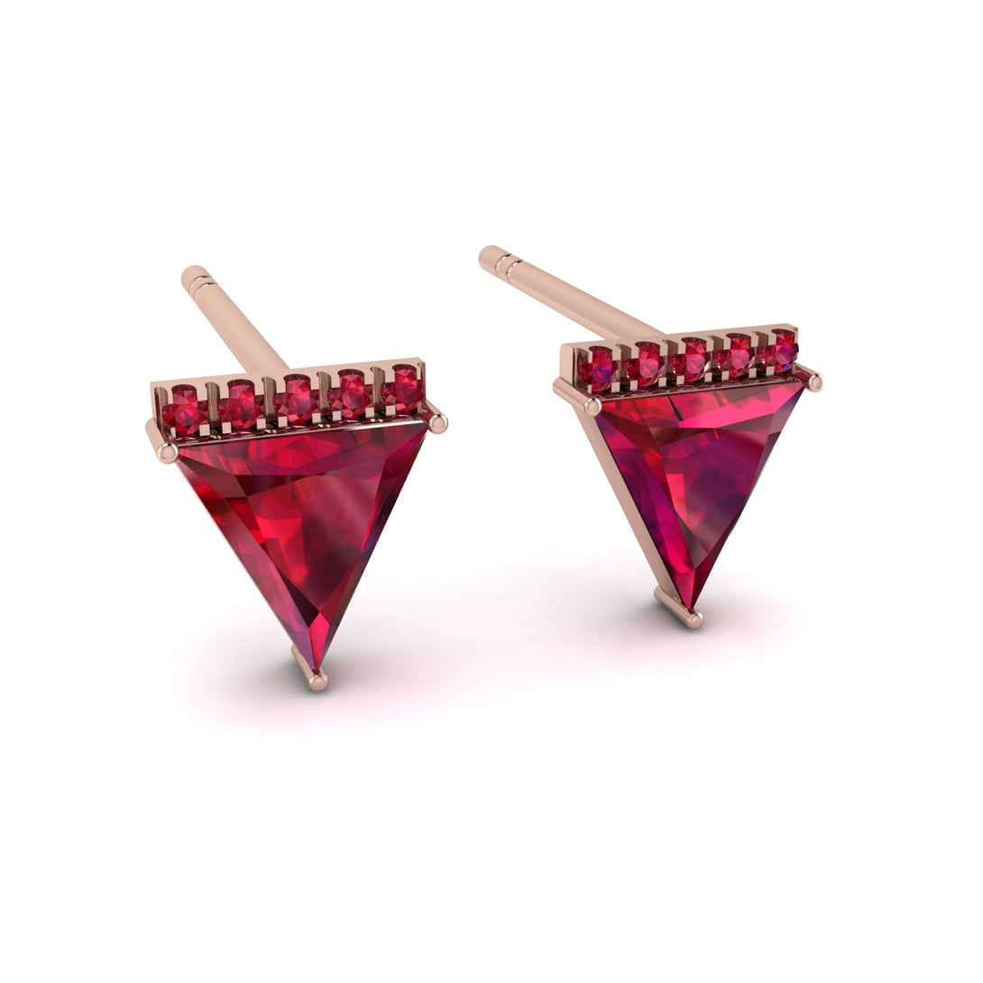 Triangle Ruby Earrings Stud - Kairi No. 11