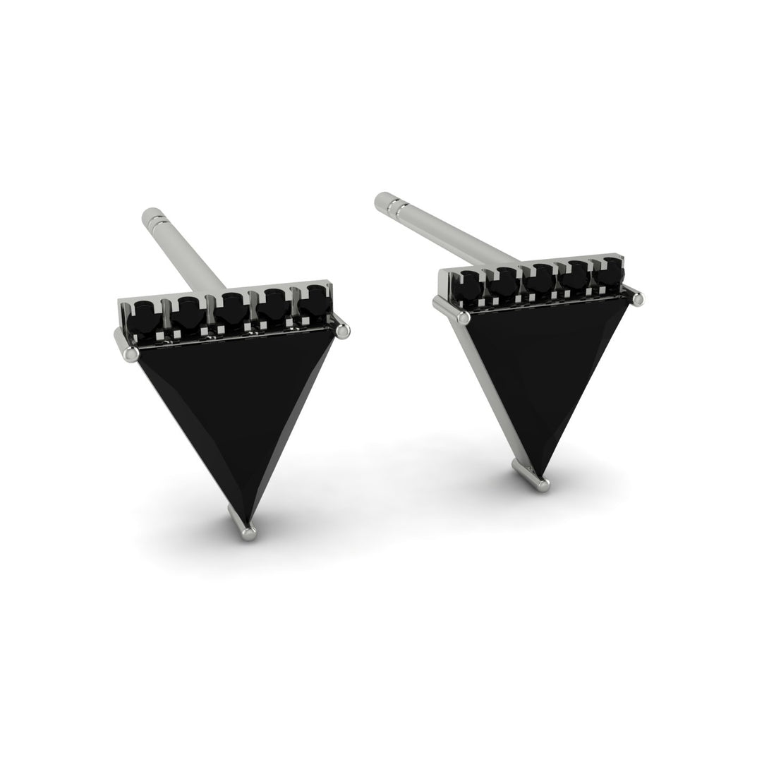 Triangle Black Diamond Earrings Stud - Kairi No. 9