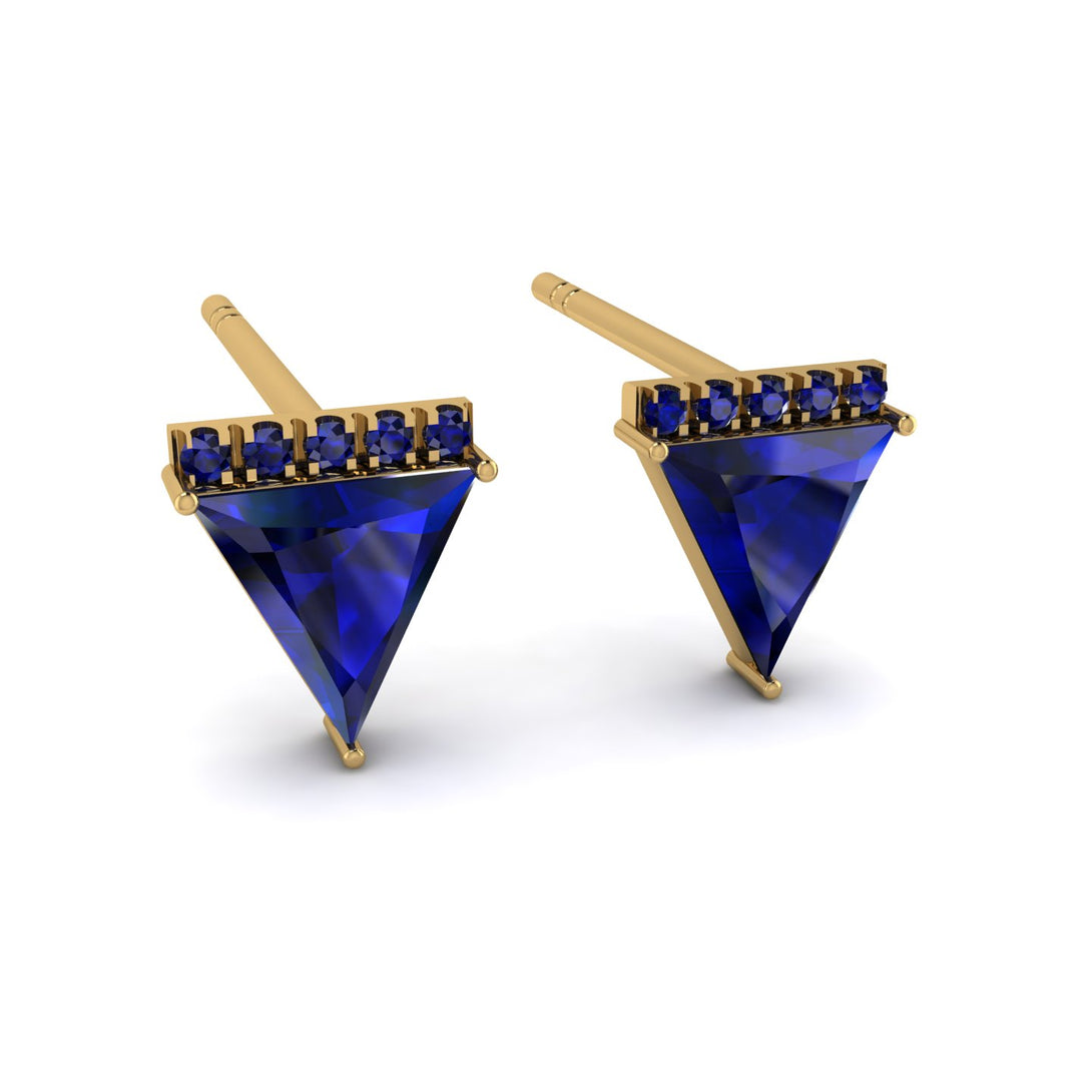 Triangle Sapphire Earrings Stud - Kairi No. 13