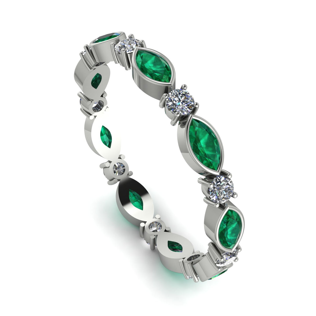 Marquise Emerald Eternity Band - Cecilia No. 6