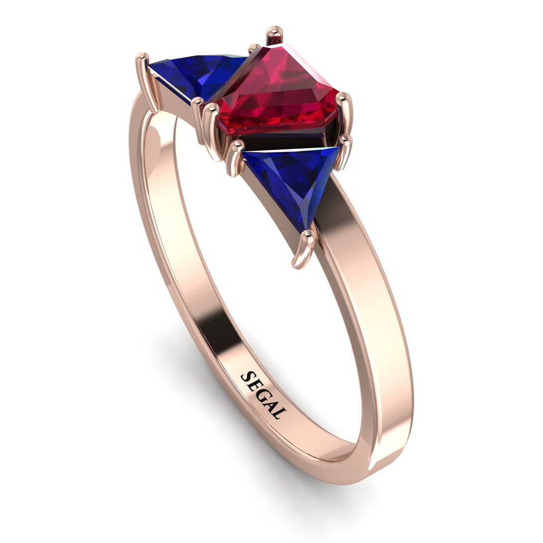 Triangle Ruby Engagement Ring - Molly No. 71
