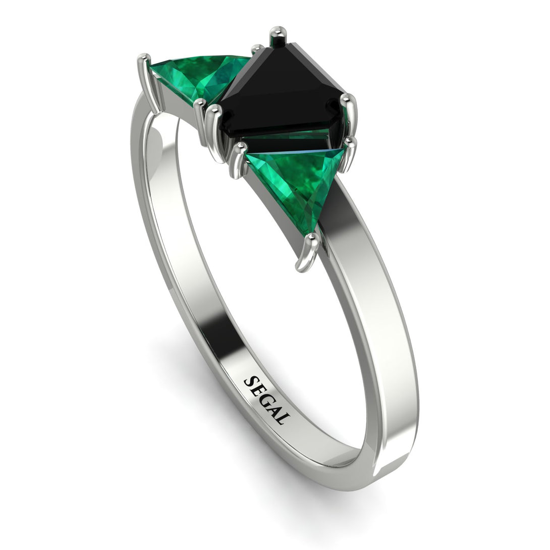 Triangle Black Diamond Engagement Ring - Molly No. 24