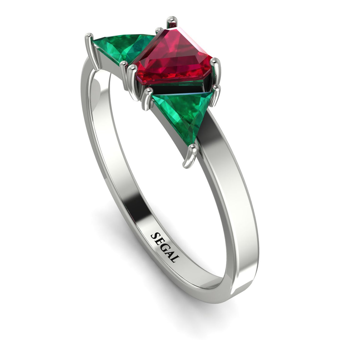 Triangle Ruby Engagement Ring - Molly No. 27
