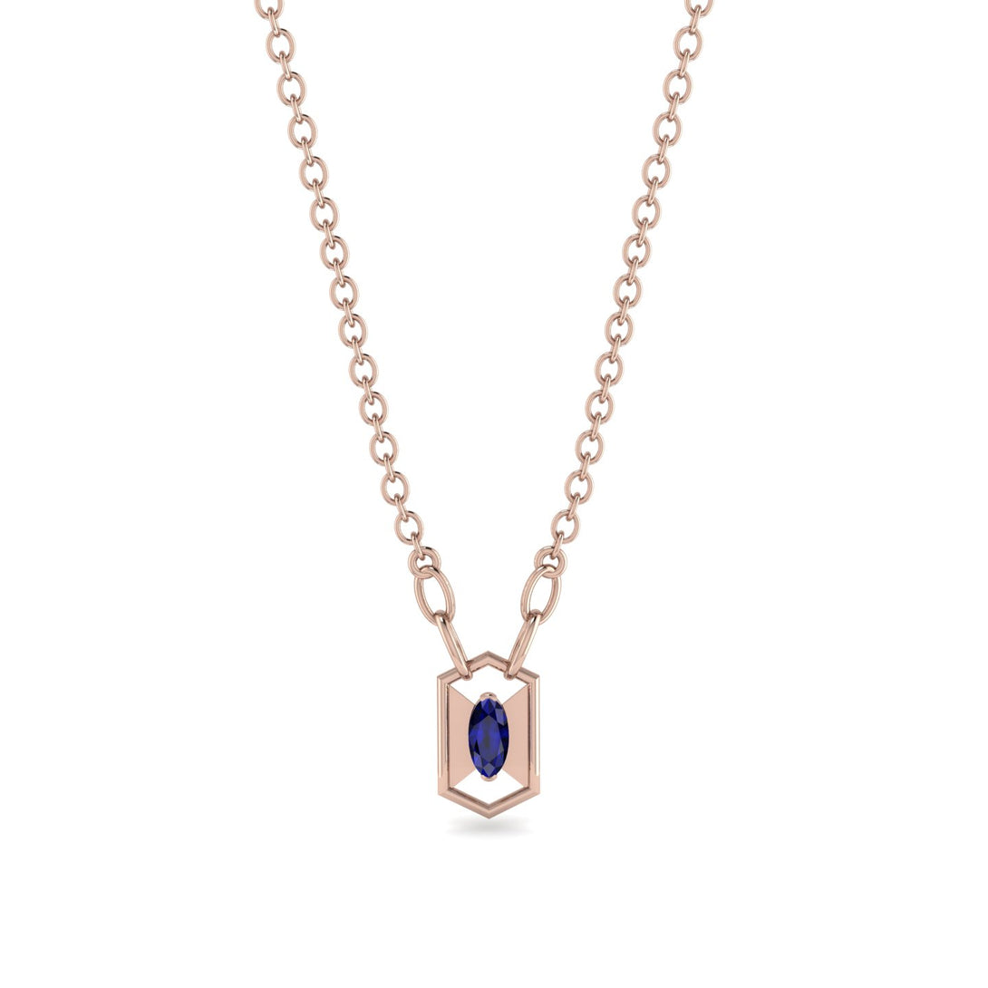 Marquise Sapphire Geometrical Necklace - Aleena No. 14