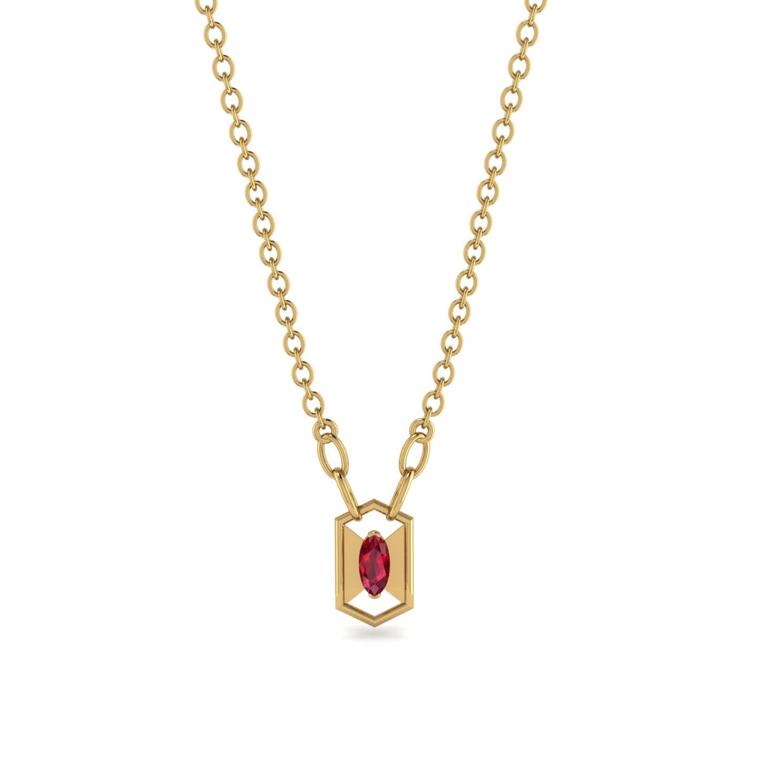 Marquise Ruby Geometrical Necklace - Aleena No. 10
