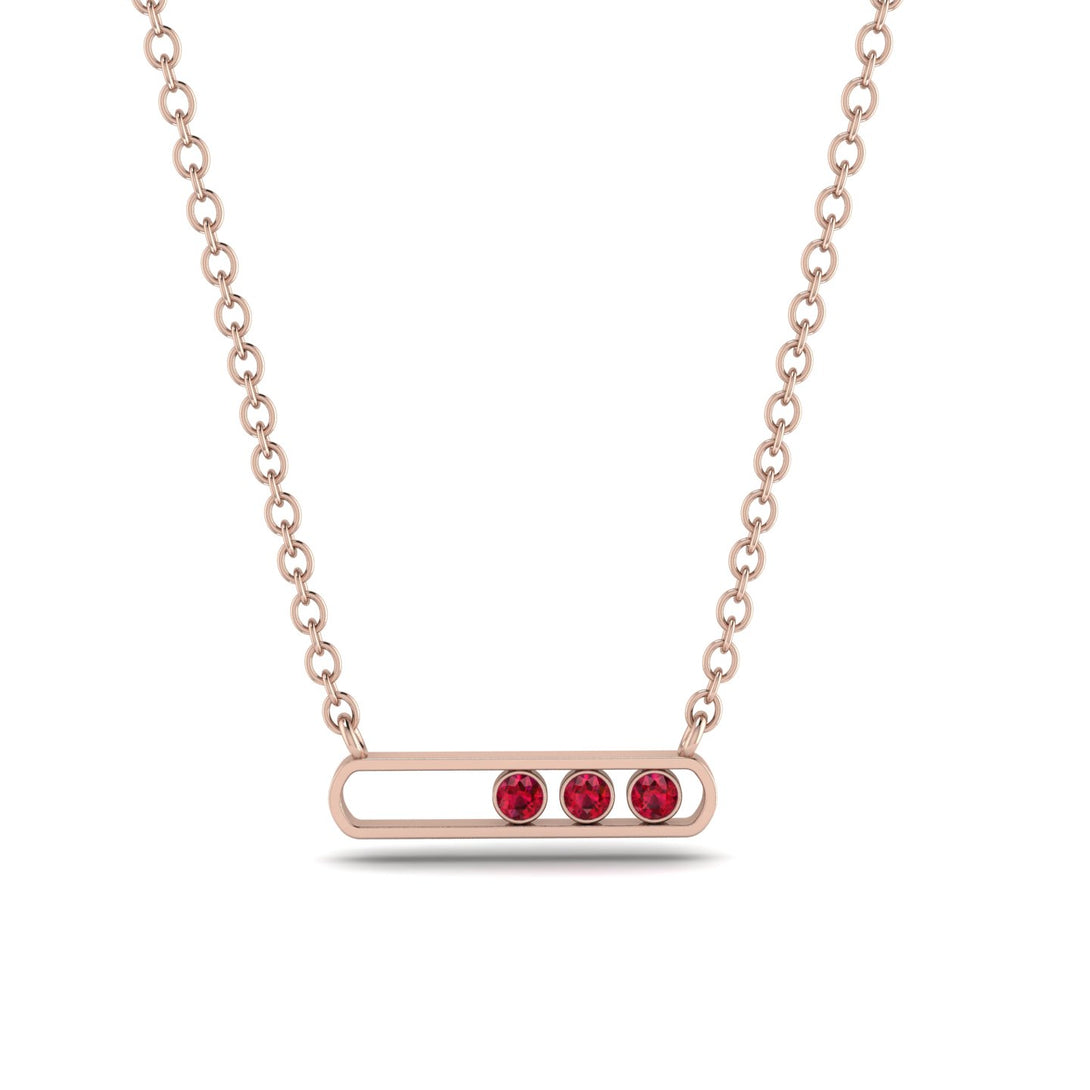3 Ruby Stone Hollow Necklace - Zaria No. 11