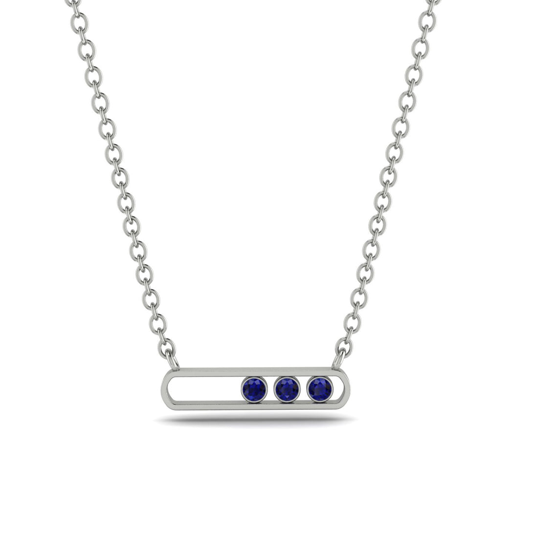3 Sapphire Stone Hollow Necklace - Zaria No. 15