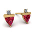 Triangle Ruby Earrings With Round Stone - Estella No. 10 image 1