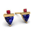 Triangle Sapphire Earrings With Round Stone - Estella No. 58 image 1
