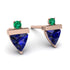 Triangle Sapphire Earrings With Round Stone - Estella No. 29 image 1