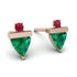 Triangle Emerald Earrings With Round Stone - Estella No. 50 image 1