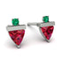 Triangle Ruby Earrings With Round Stone - Estella No. 27 image 1