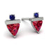 Triangle Ruby Earrings With Round Stone - Estella No. 72 image 1
