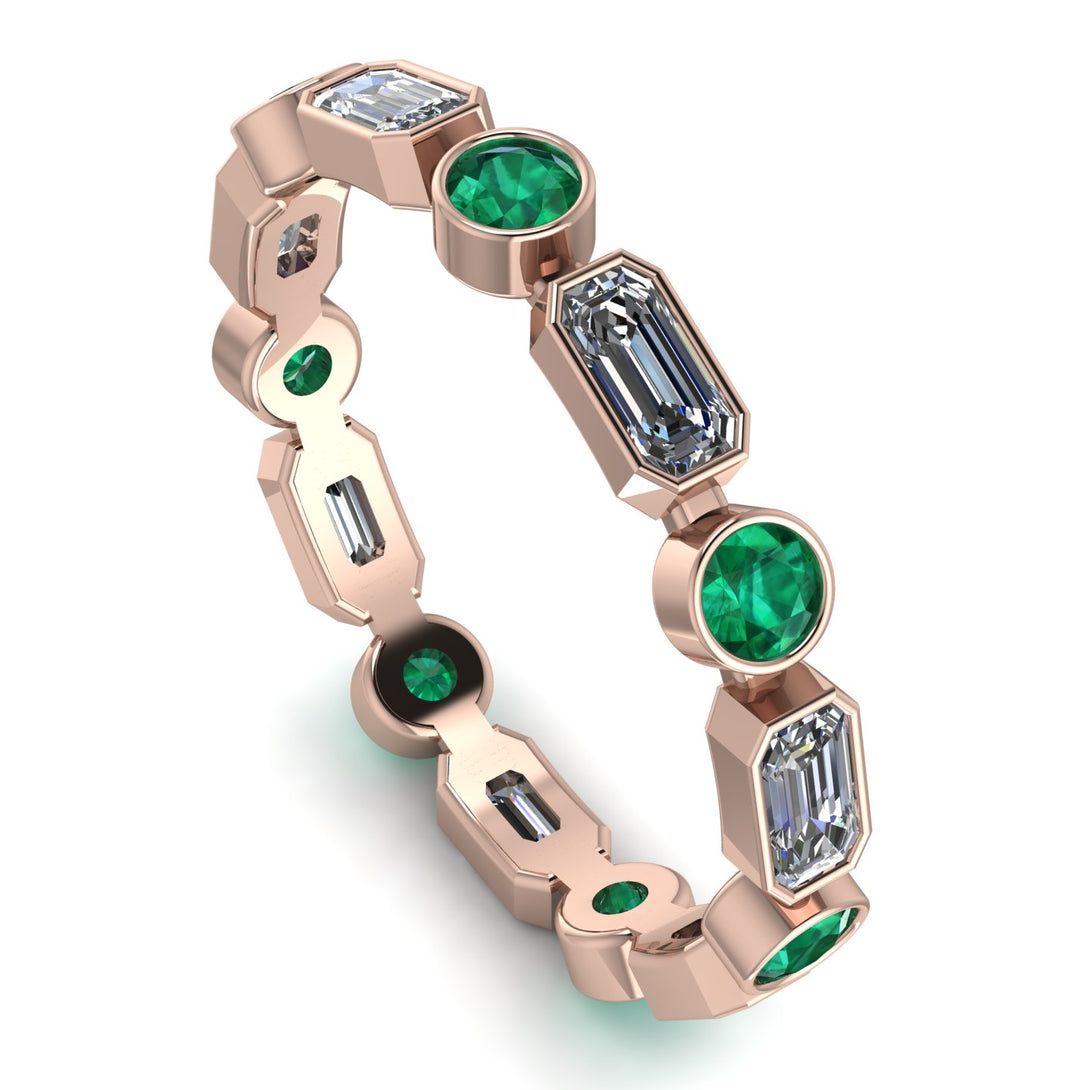 Emerald Cut Diamond Bezel Eternity Ring - Genevieve No. 17