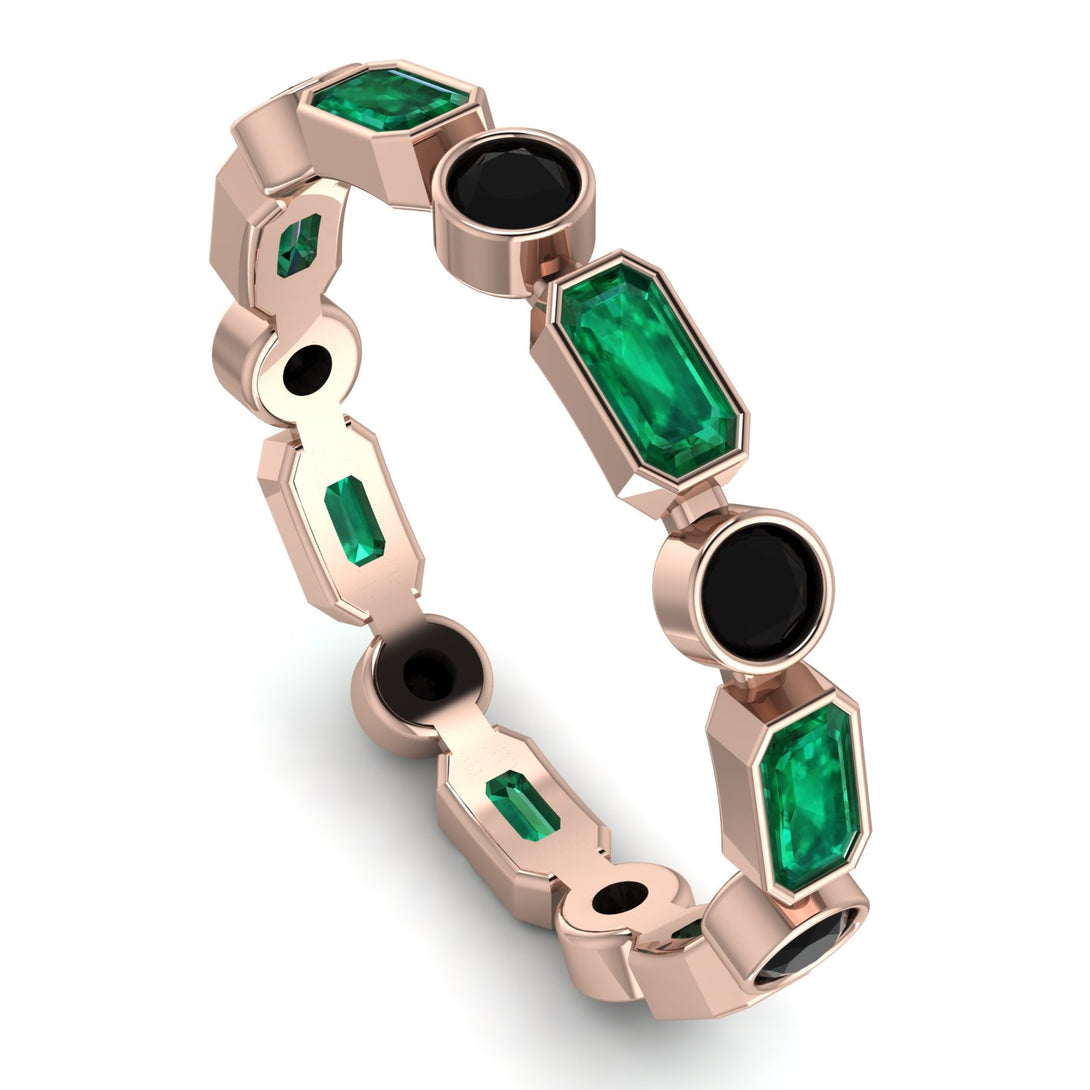 Emerald Cut Emerald Bezel Eternity Ring - Genevieve No. 35