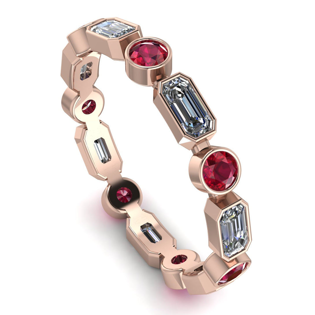 Emerald Cut Diamond Bezel Eternity Ring - Genevieve No. 47