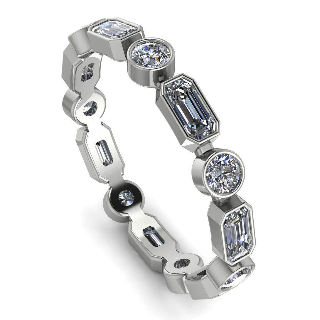 Emerald Cut Diamond Bezel Eternity Ring - Genevieve No. 3