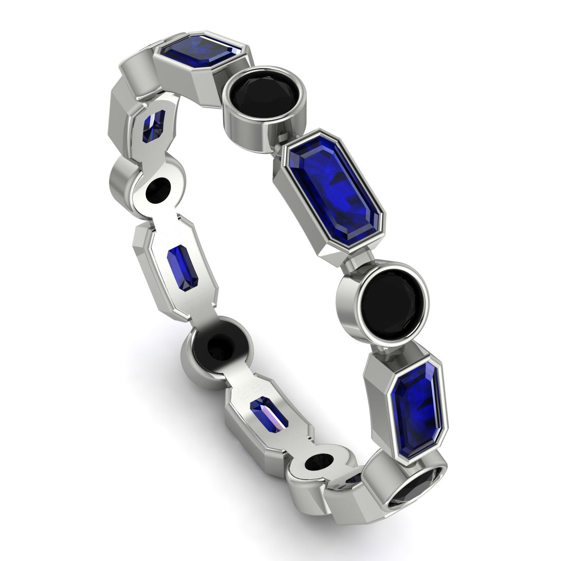 Emerald Cut Sapphire Bezel Eternity Ring - Genevieve No. 45