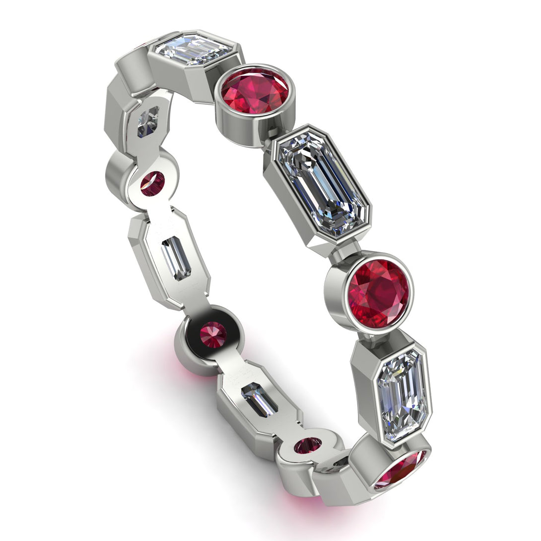 Emerald Cut Diamond Bezel Eternity Ring - Genevieve No. 48