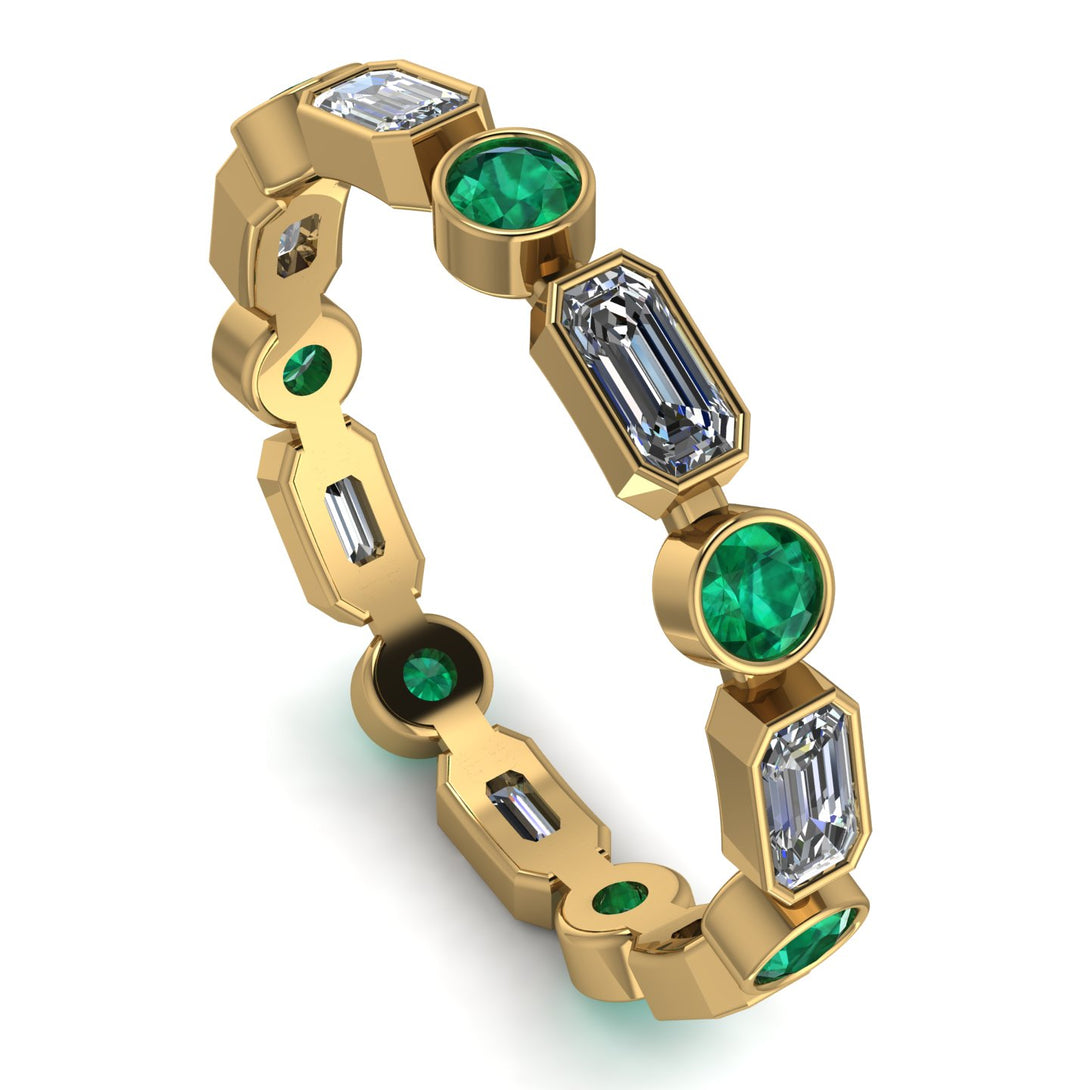 Emerald Cut Diamond Bezel Eternity Ring - Genevieve No. 16