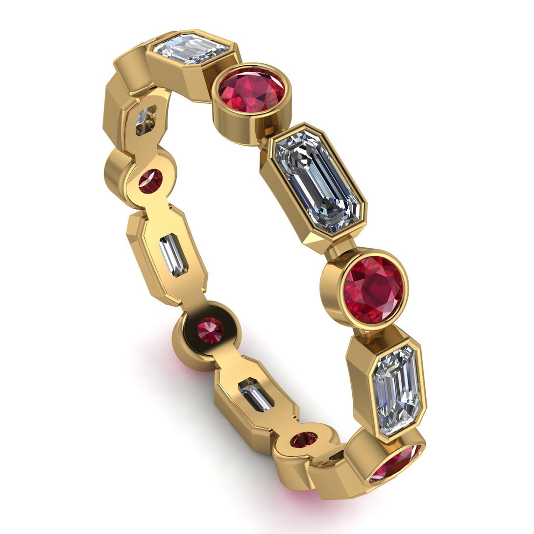 Emerald Cut Diamond Bezel Eternity Ring - Genevieve No. 46