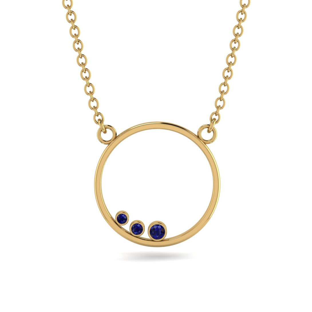 3 Sapphire Round Necklace - Raina No. 13