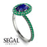 Oval Sapphire Halo Hidden Emeralds Ring - Amy No. 30 image 2