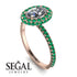 Oval Diamond Halo Hidden Emeralds Ring - Amy No. 17 image 2
