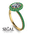 Oval Diamond Halo Hidden Emeralds Ring - Amy No. 16 image 2