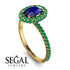 Oval Sapphire Halo Hidden Emeralds Ring - Amy No. 28 image 2