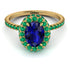Oval Sapphire Halo Hidden Emeralds Ring - Amy No. 28 image 1