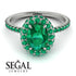 Oval Emerald Halo Hidden Emeralds Ring - Amy No. 21 image 10