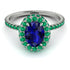 Oval Sapphire Halo Hidden Emeralds Ring - Amy No. 30 image 1