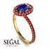 Oval Sapphire Halo Hidden Rubies Ring - Amy No. 58 image 2