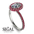 Oval Diamond Halo Hidden Rubies Ring - Amy No. 48 image 2