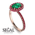 Oval Emerald Halo Hidden Rubies Ring - Amy No. 50 image 2