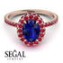 Oval Sapphire Halo Hidden Rubies Ring - Amy No. 59 image 10