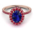Oval Sapphire Halo Hidden Rubies Ring - Amy No. 59 image 1