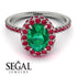 Oval Emerald Halo Hidden Rubies Ring - Amy No. 51 image 10