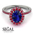 Oval Sapphire Halo Hidden Rubies Ring - Amy No. 60 image 10