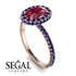 Oval Ruby Halo Hidden Sapphires Ring - Amy No. 71 image 2