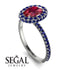 Oval Ruby Halo Hidden Sapphires Ring - Amy No. 72 image 2