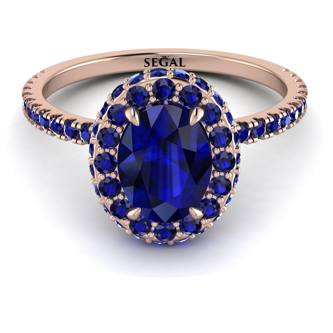 Oval Sapphire Halo Hidden Sapphires Ring - Amy No. 74