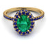 Oval Emerald Halo Hidden Sapphires Ring - Amy No. 64 image 1