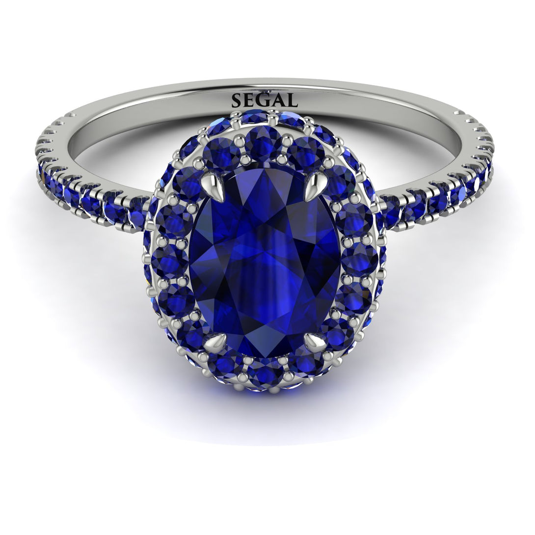 Oval Sapphire Halo Hidden Sapphires Ring - Amy No. 75