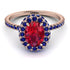 Oval Ruby Halo Hidden Sapphires Ring - Amy No. 71 image 1